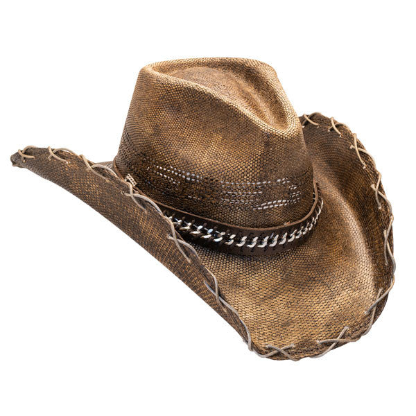 Stampede Hats - Black Stained Cowboy Hat with Chain Band - Image 5